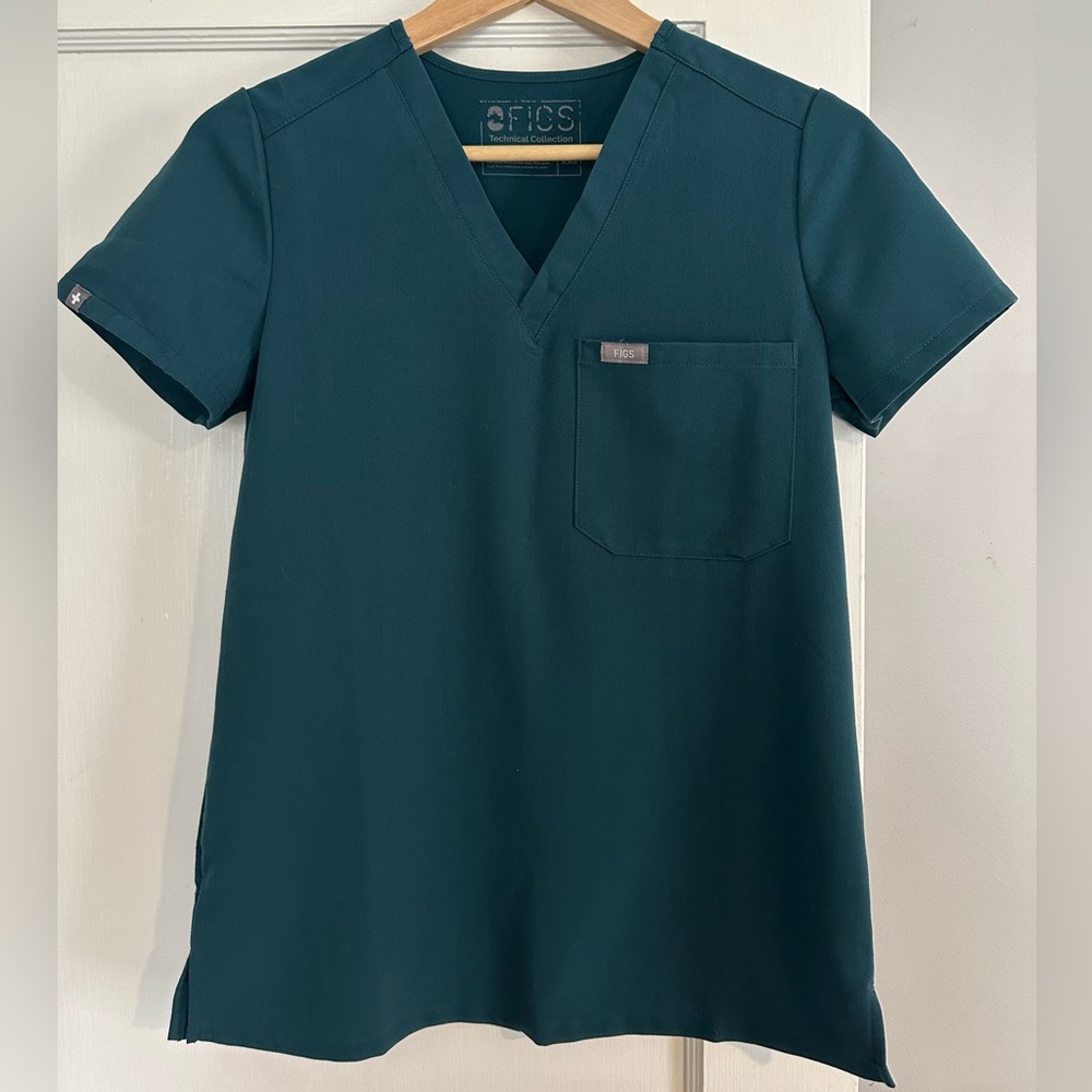 FIGS Catarina Scrub Top Dark Teal XXS